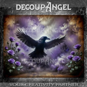 Raven in der Nebeldekoupage Seidenpapier