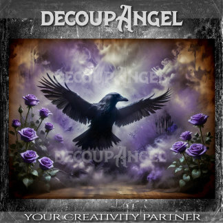 Raven in der Nebeldekoupage Seidenpapier