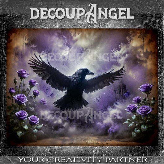 Raven in der Nebeldekoupage Seidenpapier