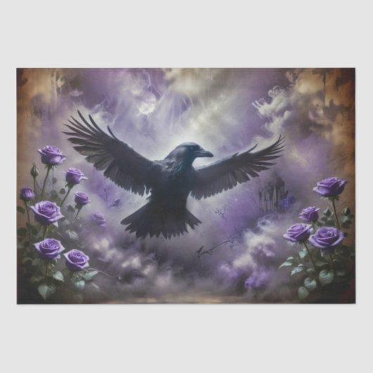 Raven in der Nebeldekoupage Seidenpapier (Vorderseite)