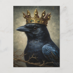 Raven in einer Krone Postkarte