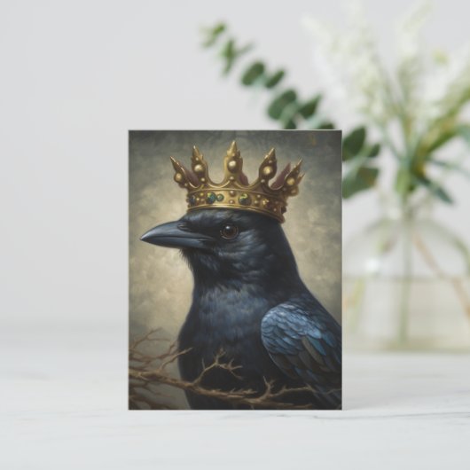 Raven in einer Krone Postkarte (Stehend Vorderseite)