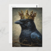 Raven in einer Krone Postkarte (Vorne/Hinten)