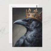 Raven in einer Krone Postkarte (Vorne/Hinten)