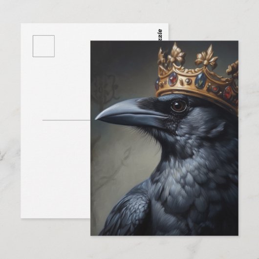 Raven in einer Krone Postkarte (Vorne/Hinten)