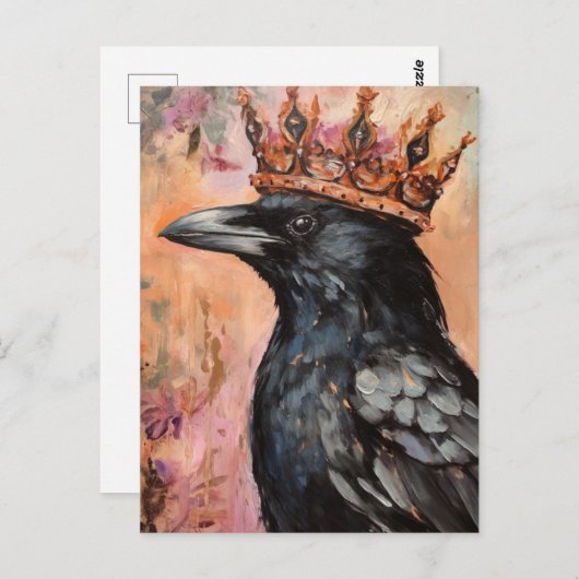 Raven in einer Krone Postkarte (Vorne/Hinten)
