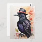 Raven in Fedora Hat Postkarte (Vorne/Hinten)