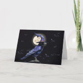 Raven in Hexenmeisterhut mit Fledermäusen und Mond Karte (Vorderseite)