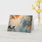 Raven in Misty Autumn Forest Karte (Gelbe Blume)