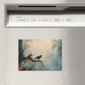Raven in Misty Autumn Forest Magnet (In Situ (Geschirrspüler))