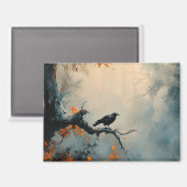 Raven in Misty Autumn Forest Magnet (Vorderseite/Rückseite)