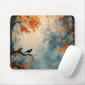Raven in Misty Autumn Forest Mousepad (Mit Mouse)