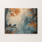 Raven in Misty Autumn Forest Puzzle (Horizontal)