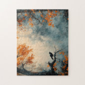 Raven in Misty Autumn Forest Puzzle (Vertikal)