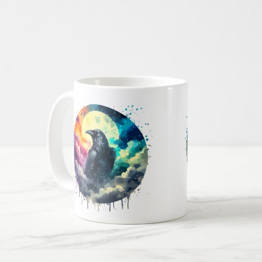 Raven in Mondlicht Kaffeetasse (Vorderseite Links)