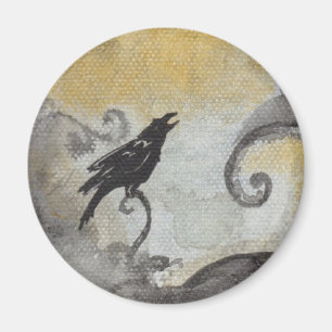 Raven in Orange Wirbel Magnet