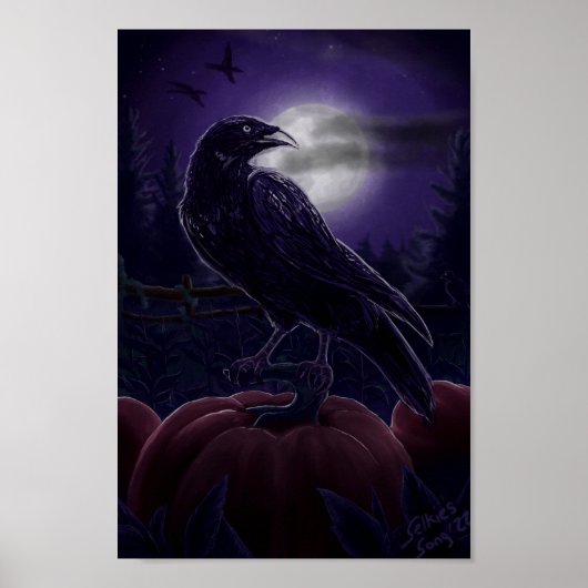 Raven in Pumpkin Patch Poster (Vorne)