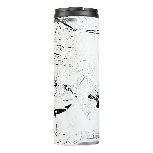 Raven in Schwarz und Weiß Thermosbecher (Rückseite)