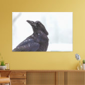 Raven in Snow Leinwanddruck (Insitu (Wohnzimmer))