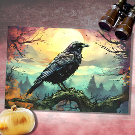 Raven in Spooky Landschaft 1 Dekoupage Papier