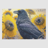 Raven in Sunflower Field Decoupage Seidenpapier (Vorderseite)