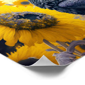 Raven in Sunflower Field Poster (Ecke)