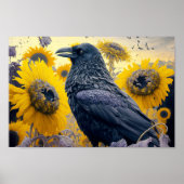 Raven in Sunflower Field Poster (Vorne)