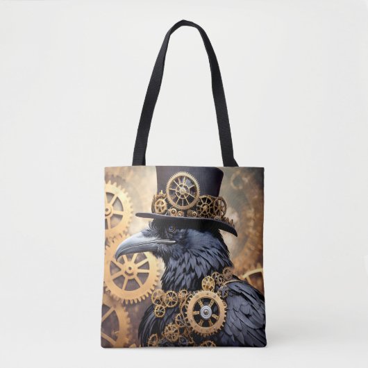 Raven in Top Hat Steampunk Art Tasche (Vorderseite)