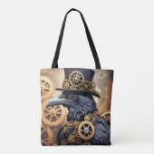 Raven in Top Hat Steampunk Art Tasche (Rückseite)