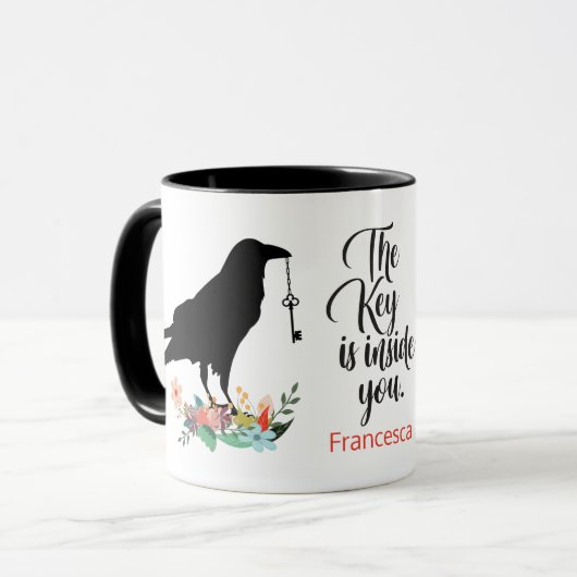 Raven Inspirational - Spirit Animal Totem Tasse (Vorderseite Links)