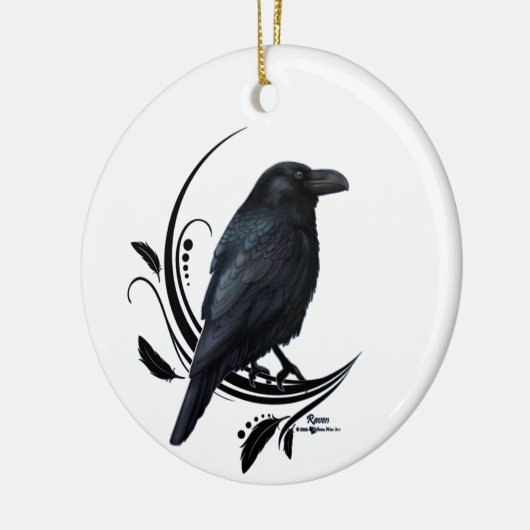 Raven Keramik Ornament (Links)