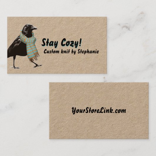 Raven Kraft Cosy Knitting Crochet Handmade Scarf Visitenkarte (Vorne/Hinten)