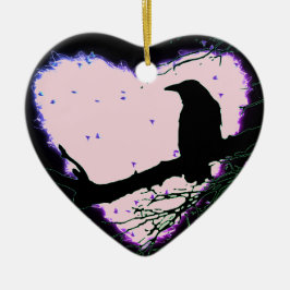 Raven Liebe für immer gebrochen glühendes Herz Keramik Ornament