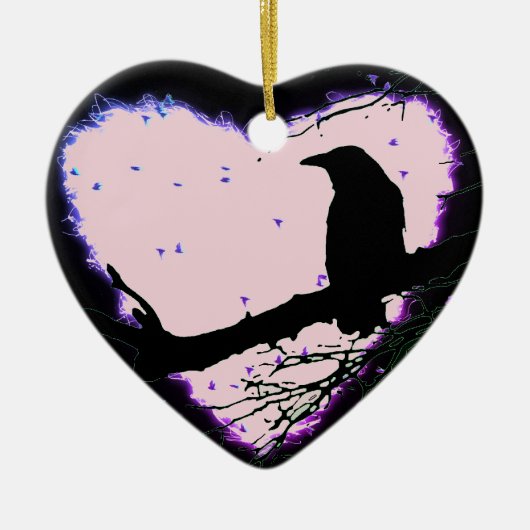 Raven Liebe für immer gebrochen glühendes Herz Keramik Ornament (Vorne)