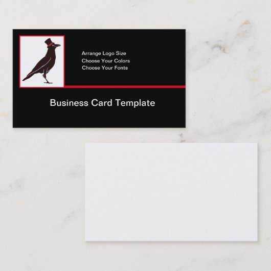 Raven Logo - Black Bird Crow Logo Visitenkarte (Vorne/Hinten)