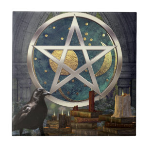 Raven Magick Celestial Disk Pentagramm Fliese