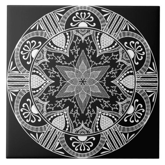 Raven Mandala Fliese (Vorderseite)