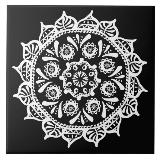 Raven Mandala Fliese (Vorderseite)