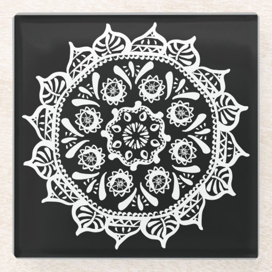 Raven Mandala Glasuntersetzer (Vorderseite)