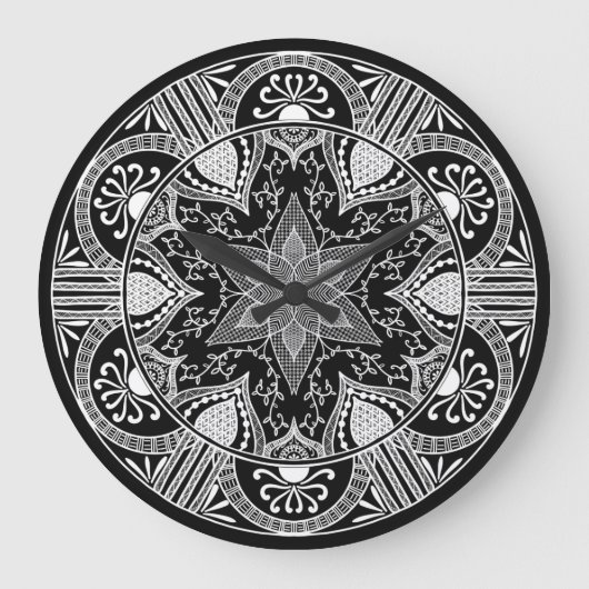 Raven Mandala Große Wanduhr (Vorderseite)