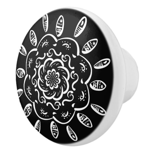 Raven Mandala Keramikknauf (Rechts)