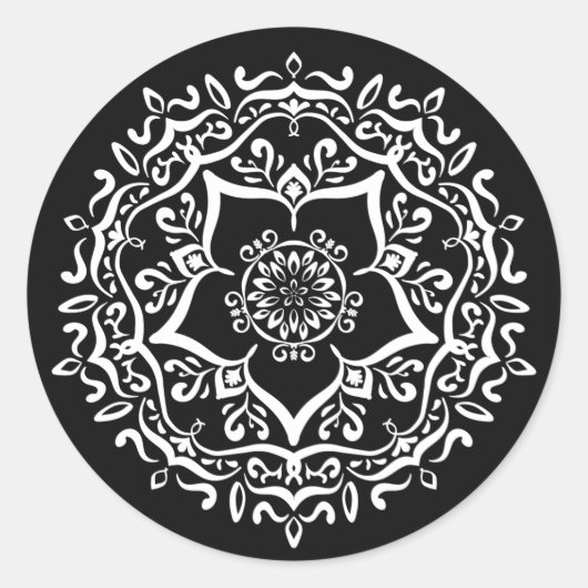 Raven Mandala Runder Aufkleber (Vorderseite)