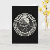 Raven Medallion Carving Art Bird Nature Karte (Gelbe Blume)