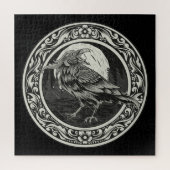 Raven Medallion Carving Art Bird Nature Puzzle (Vertikal)