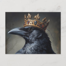 raven mit einer Krone Postkarte