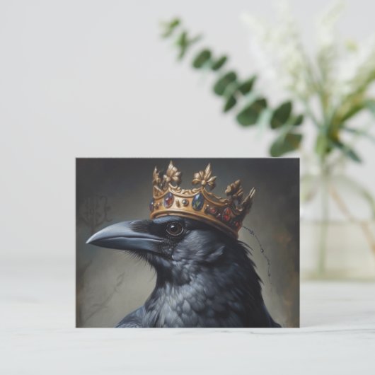 raven mit einer Krone Postkarte (Stehend Vorderseite)