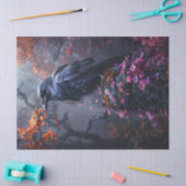 Raven mit farbenfrohen Herbstblättern Decoupage Seidenpapier (Basteln)