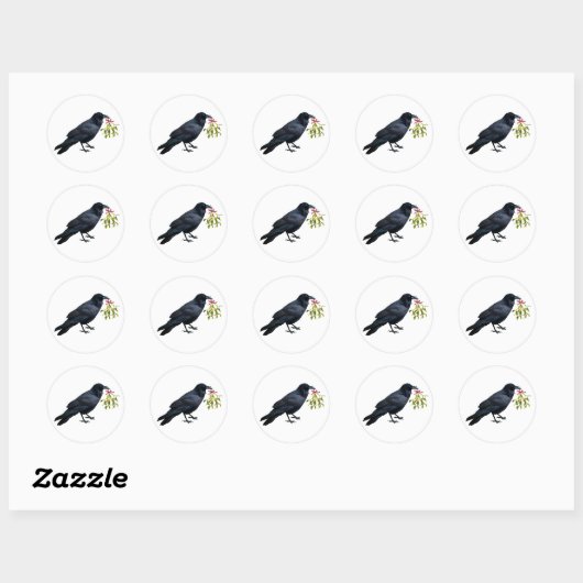 Raven mit Mistletoe Stickers (Blatt)