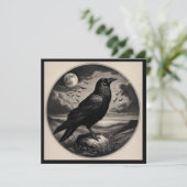 Raven mit Mond und Meer Karte (Stehend Vorderseite)