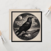 Raven mit Mond und Meer Karte (Vorderseite/Rückseite Beispiel)